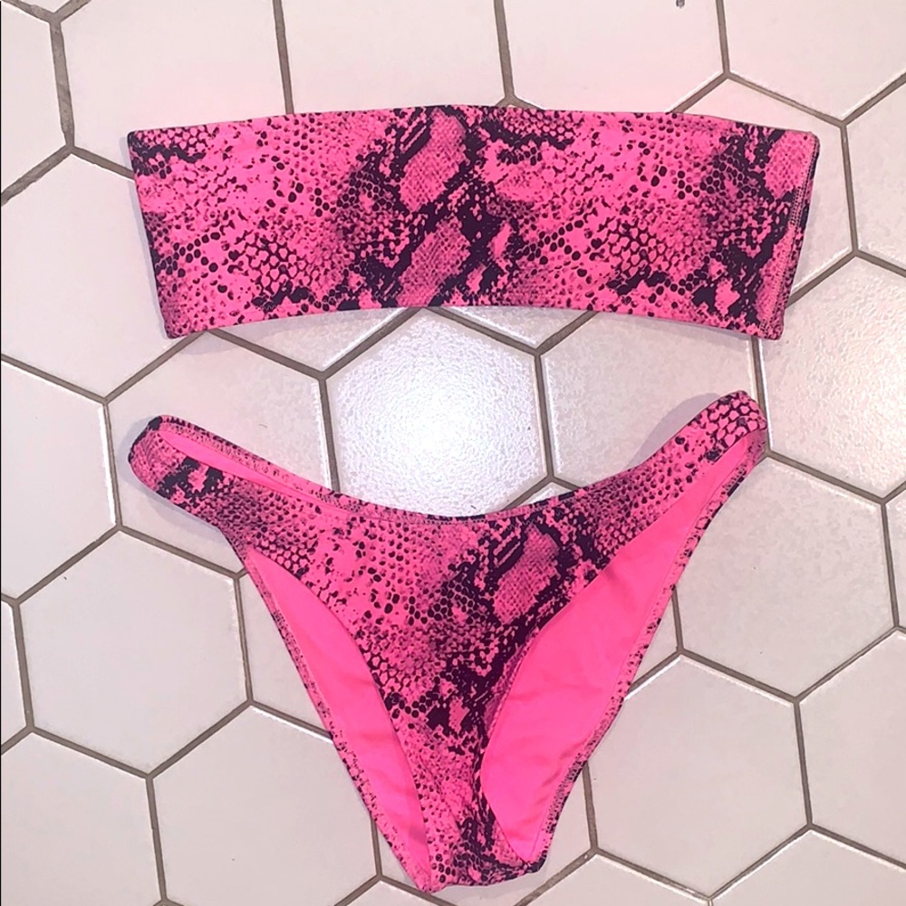 Triangl Pink Snakeskin Bikini Size Small